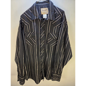 Wrangler Western Fashion Snap Shirts Black Long Sleeves Shirts XL WM040BK